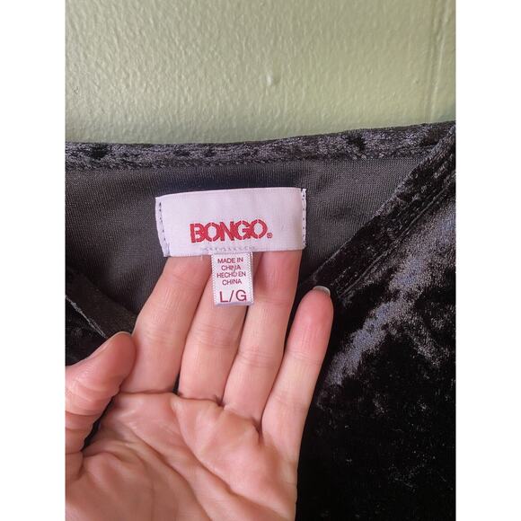 BONGO Dress Womens Large Mini Black Velvet Witchy Dark Romantic Y2K Pullover - Picture 5 of 11